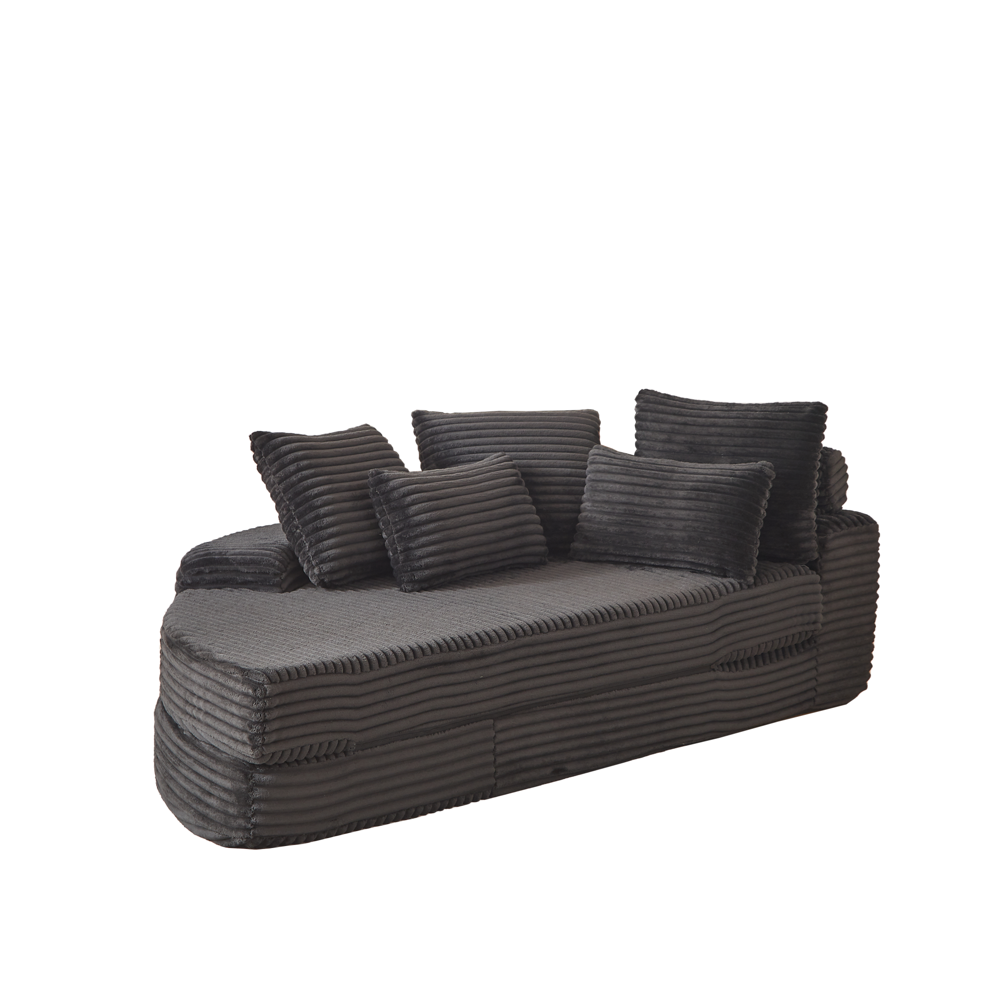 Alt View 1. GOODSILO - Semi-Circular 2-in-1 Sofa Bed with Neck Pillow and Throw Pillows for Living Room Comfort - Black.