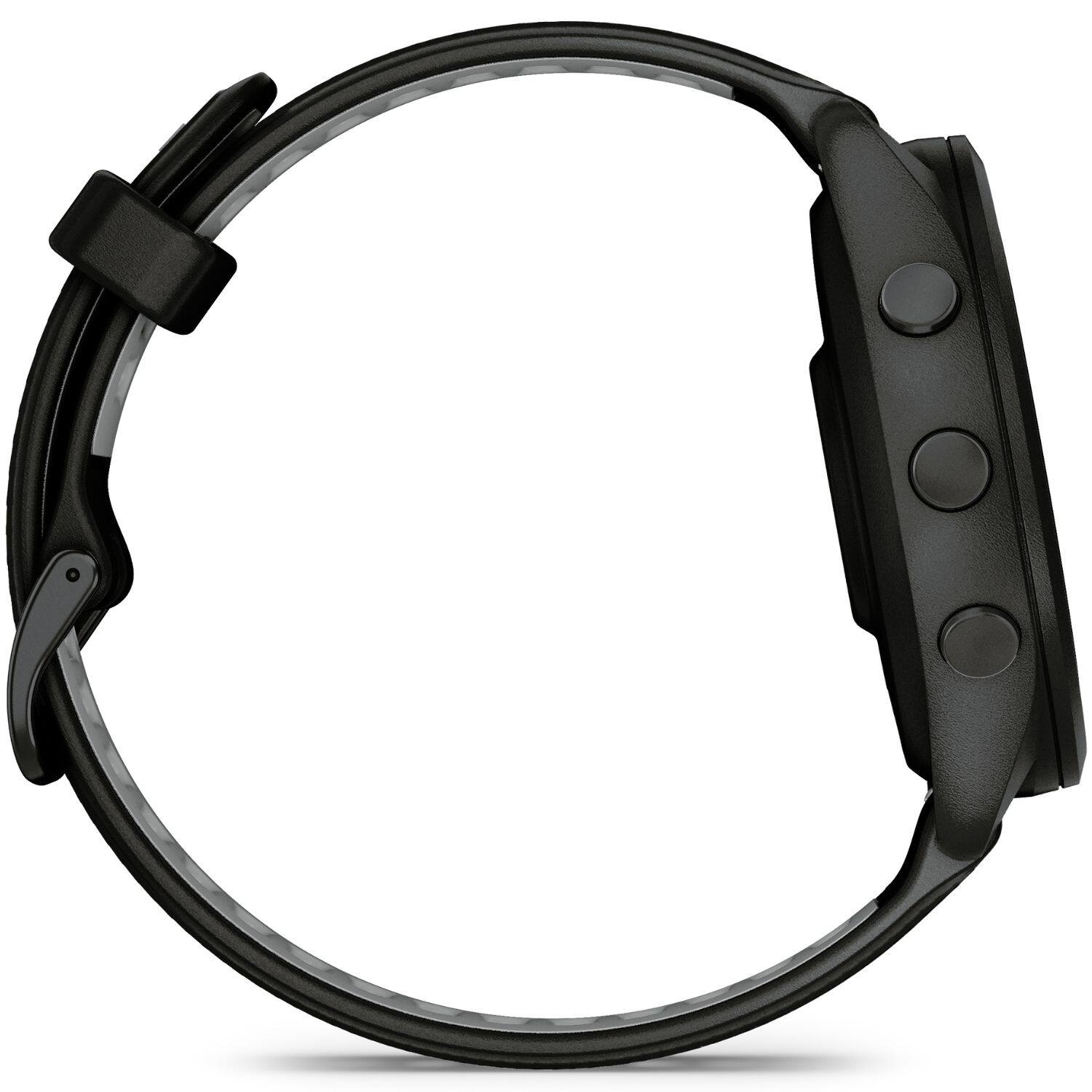 Alt View 2. Garmin - Forerunner 265 GPS Smartwatch 46 mm Fiber-Reinforced polymer + Charging Dock + Dust Cover Bundle - Black Bezel & Case|Black/Powder Gray Silicone Band.
