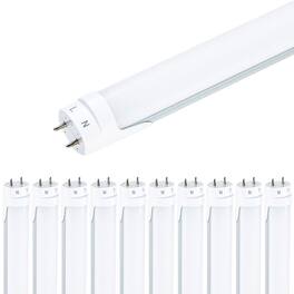 VIRIBRIGHT - 18-Watt Hybrid 4-Foot T8 Frosted LED Tube Light Bulb (10-Pack) - CCT