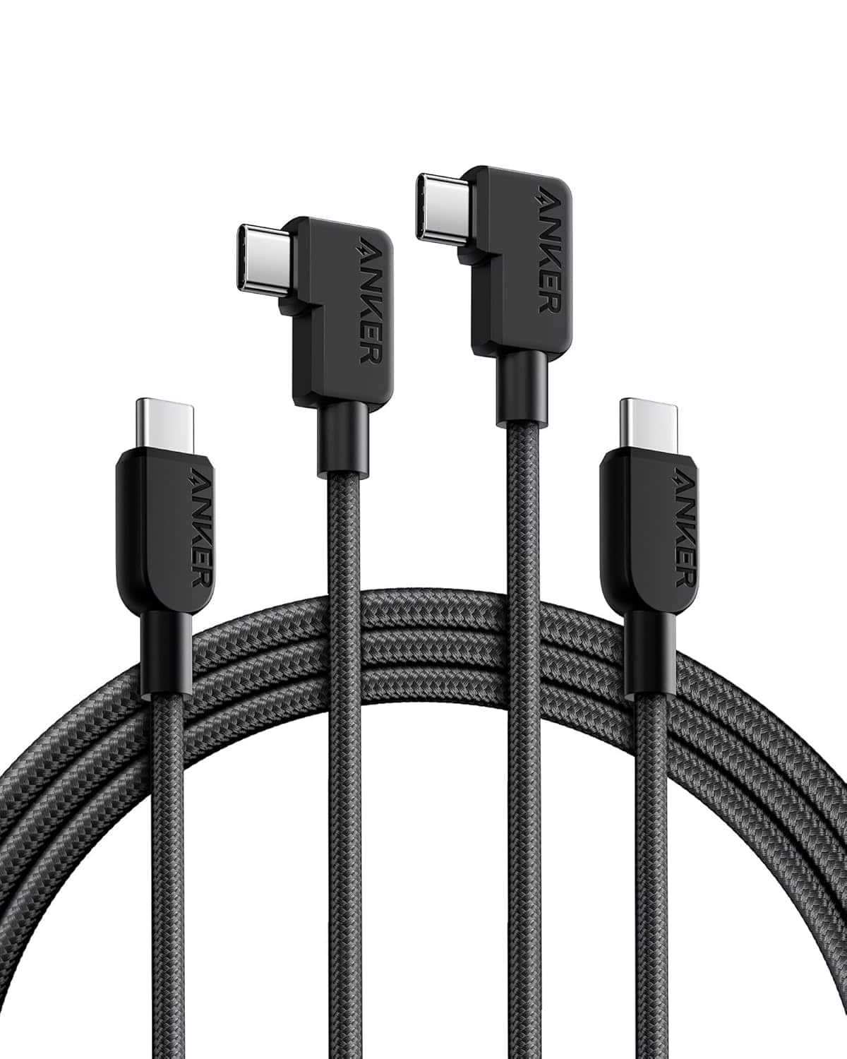 Anker - USB C to USB C Right Angle Cable, 240W 90 Degree Type-C Braided Charging Cord - Black