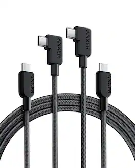 Anker - USB C to USB C Right Angle Cable, 240W 90 Degree Type-C Braided Charging Cord - Black