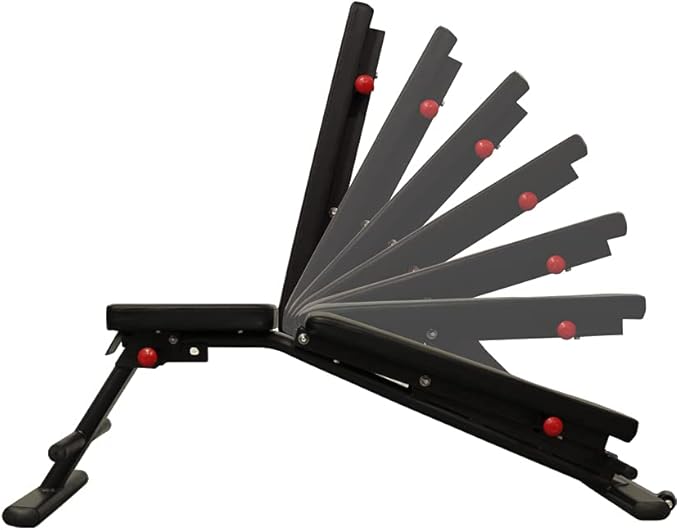 Angle. Amber Sporting Goods - Adjustable Multi-Purpose Weight Bench – 7 Positions, Wide Backrest, Easy Storage - Black.