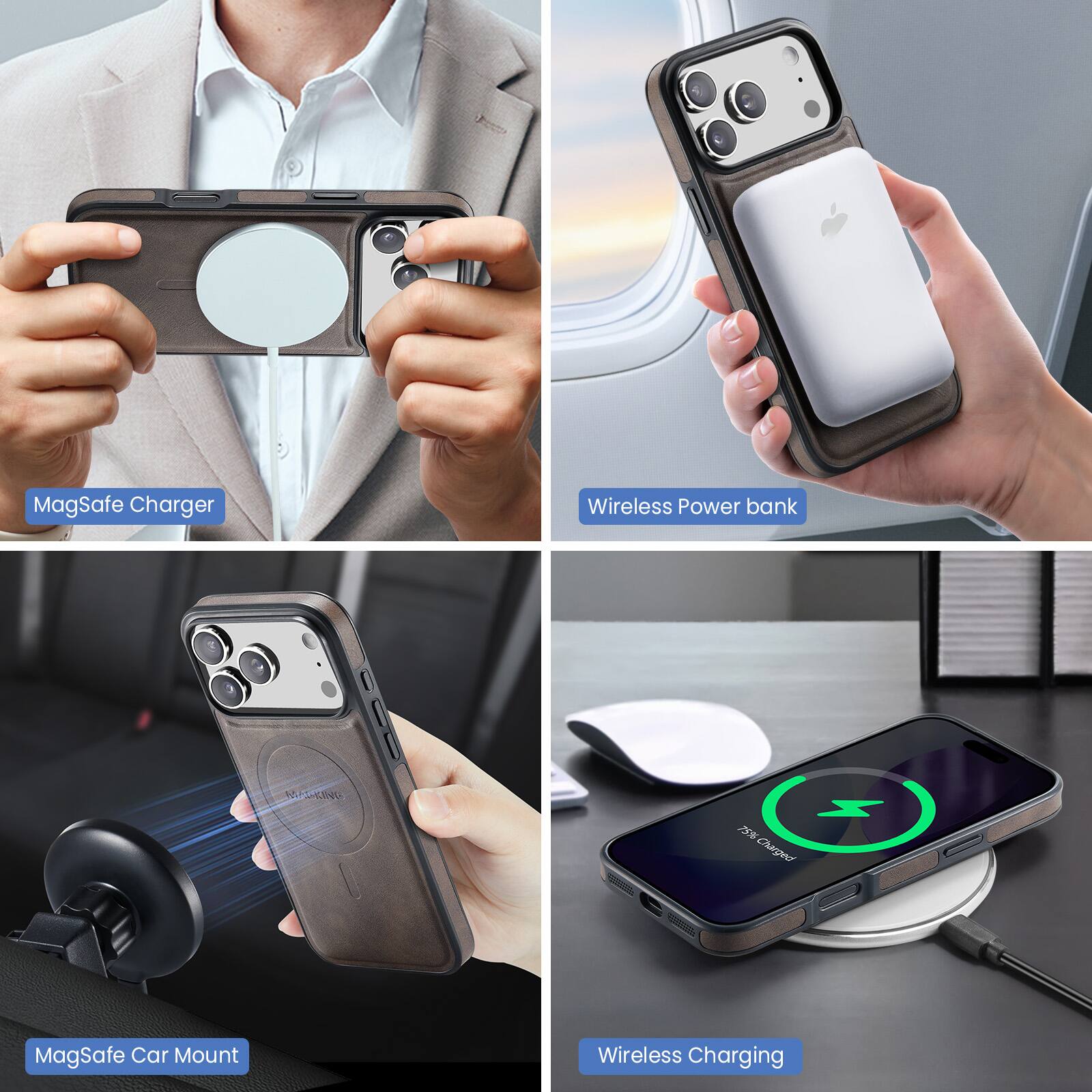 MagSafe Charger  
Wireless Power Bank  
MagSafe Car Mount  
Wireless Charging