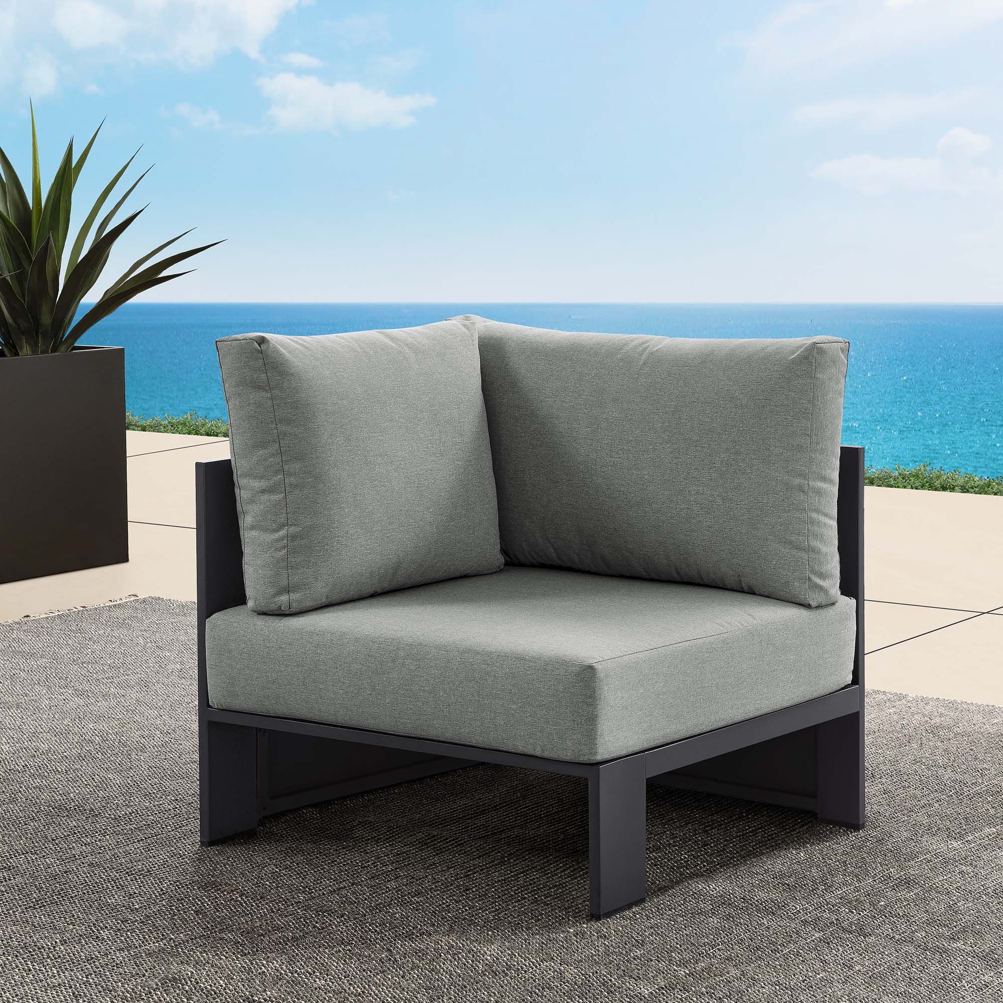 Tahoe Outdoor Patio Powder-Coated Aluminum Modular Corner Chair by Modway - Gray Gray