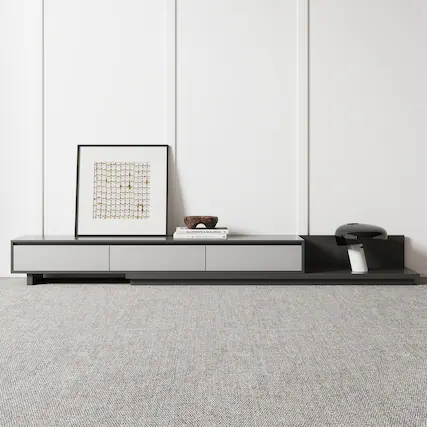 Front. luck idea - 78.7" Expandable TV Stand & Media Console with 3 Spacious Storage Drawers - Gray.