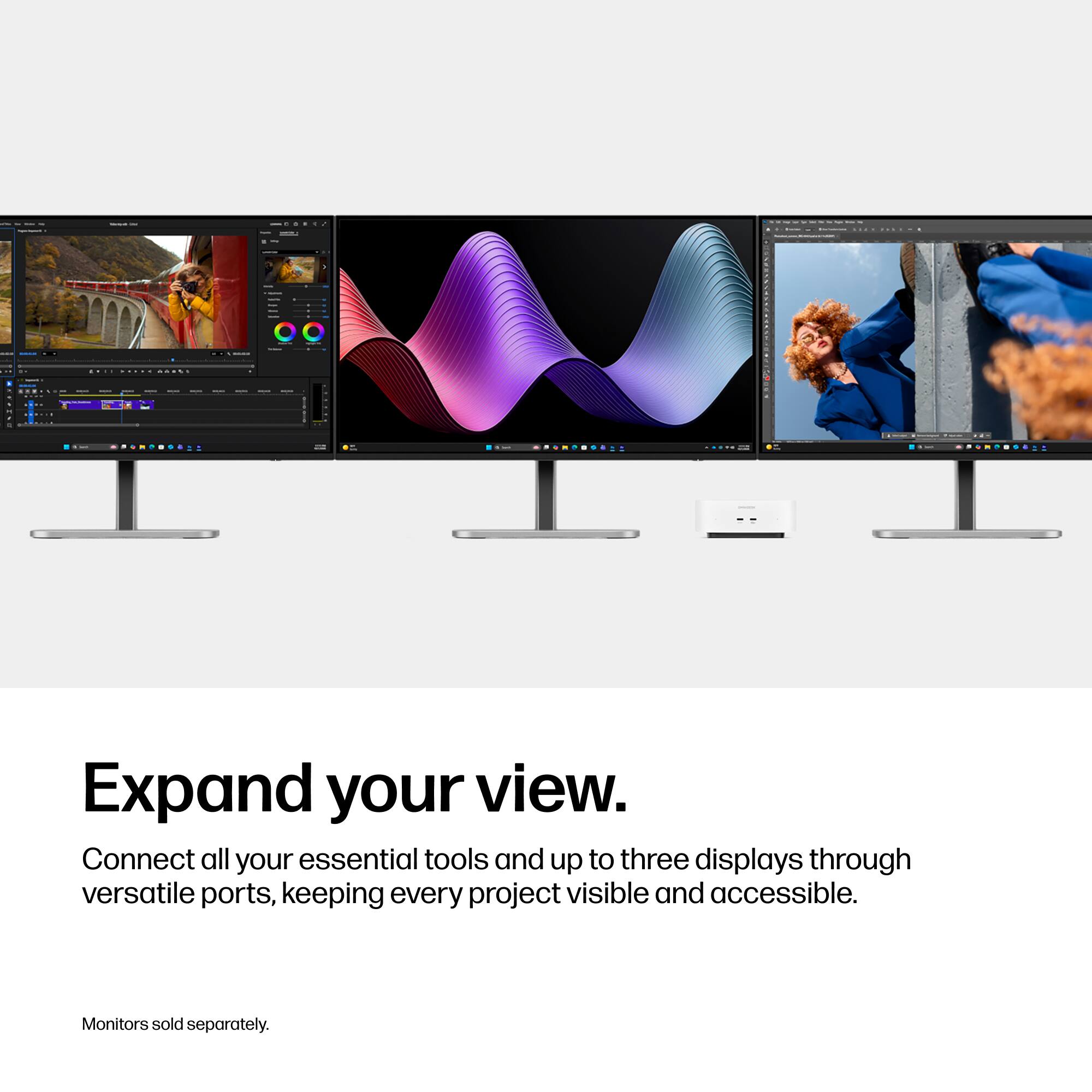 LEBON 7

Expand your view. Connect all your essential tools and up to three displays through versatile ports, keeping every project visible and accessible.

Monitors sold separately.