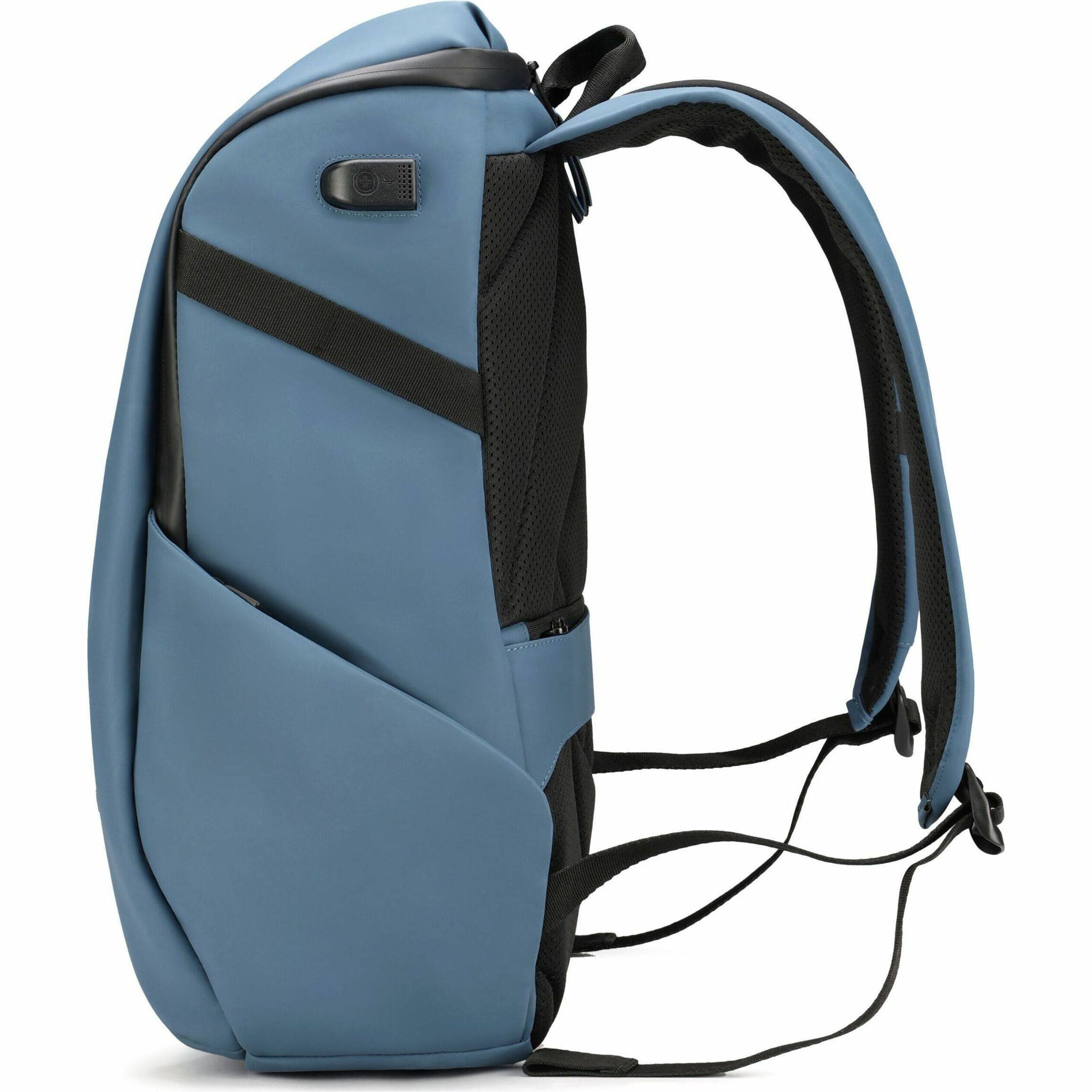 Left. Swissdigital Design - LAMONE L LED TSA-Friendly Water-Resistant Backpack With USB Charging Port  RFID Protection and Fits Up to 16″ Laptop - Dark Blue.