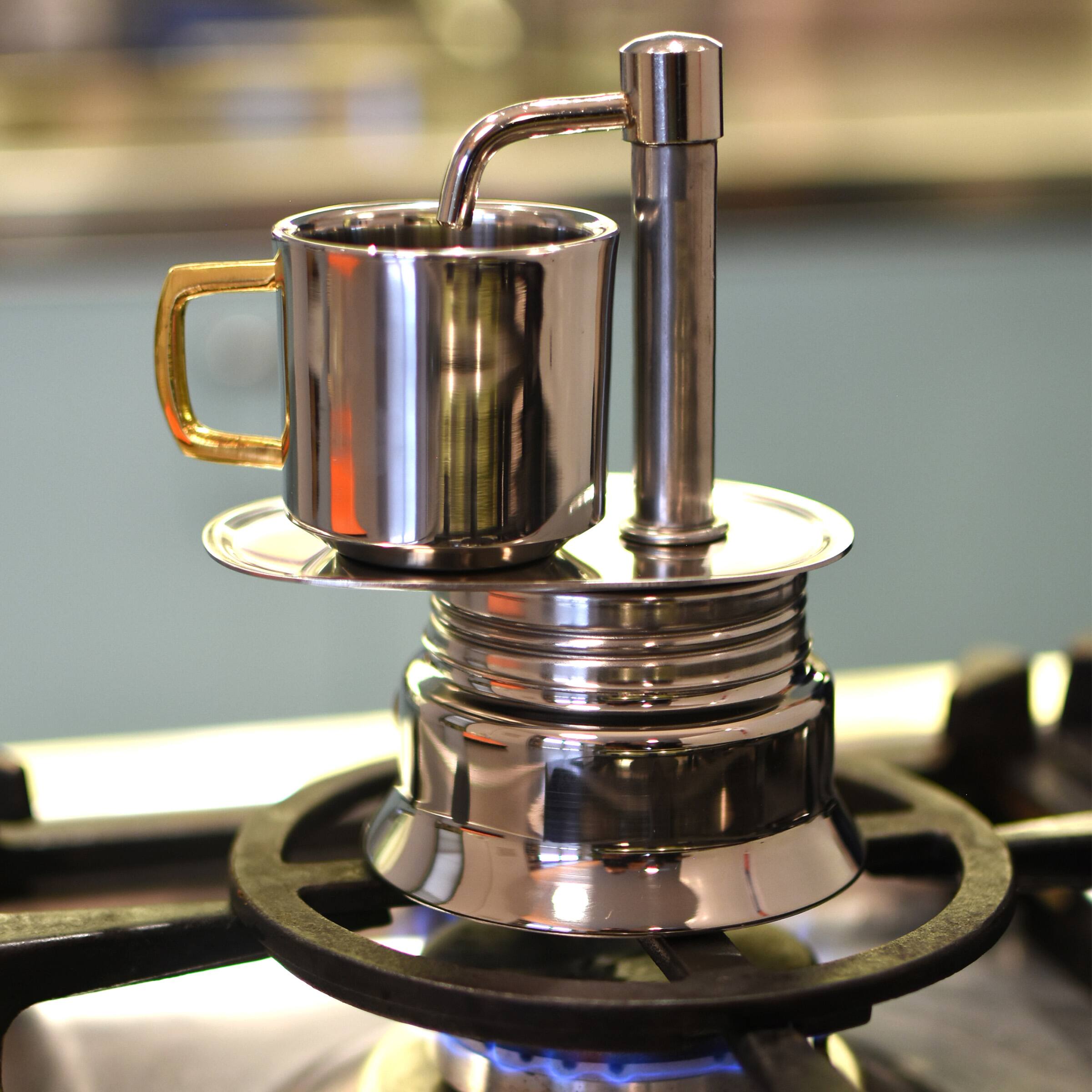 Alt View 4. Kings County Tools - Single Spout 1 Cup Coffee Maker - Chrome.