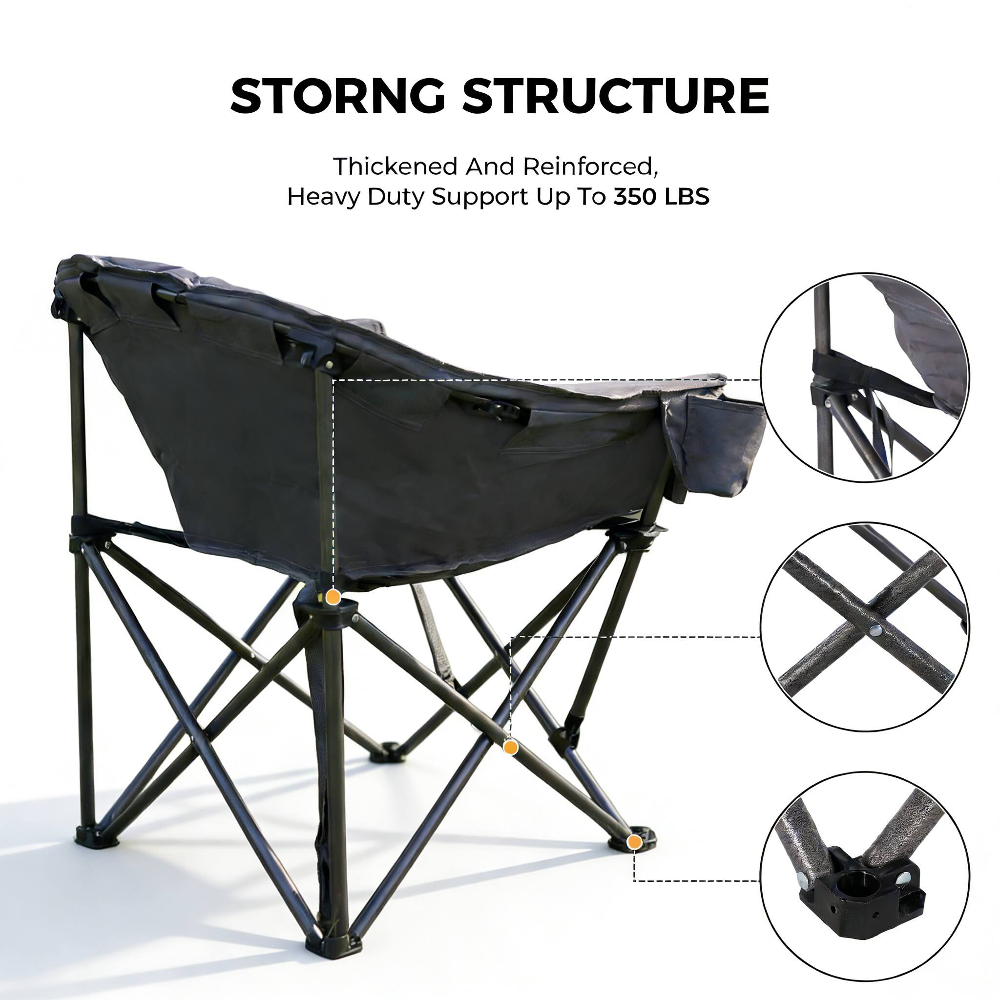 STORNG STRUCTURE  
Thickened And Reinforced,  
Heavy Duty Support Up To 350 LBS