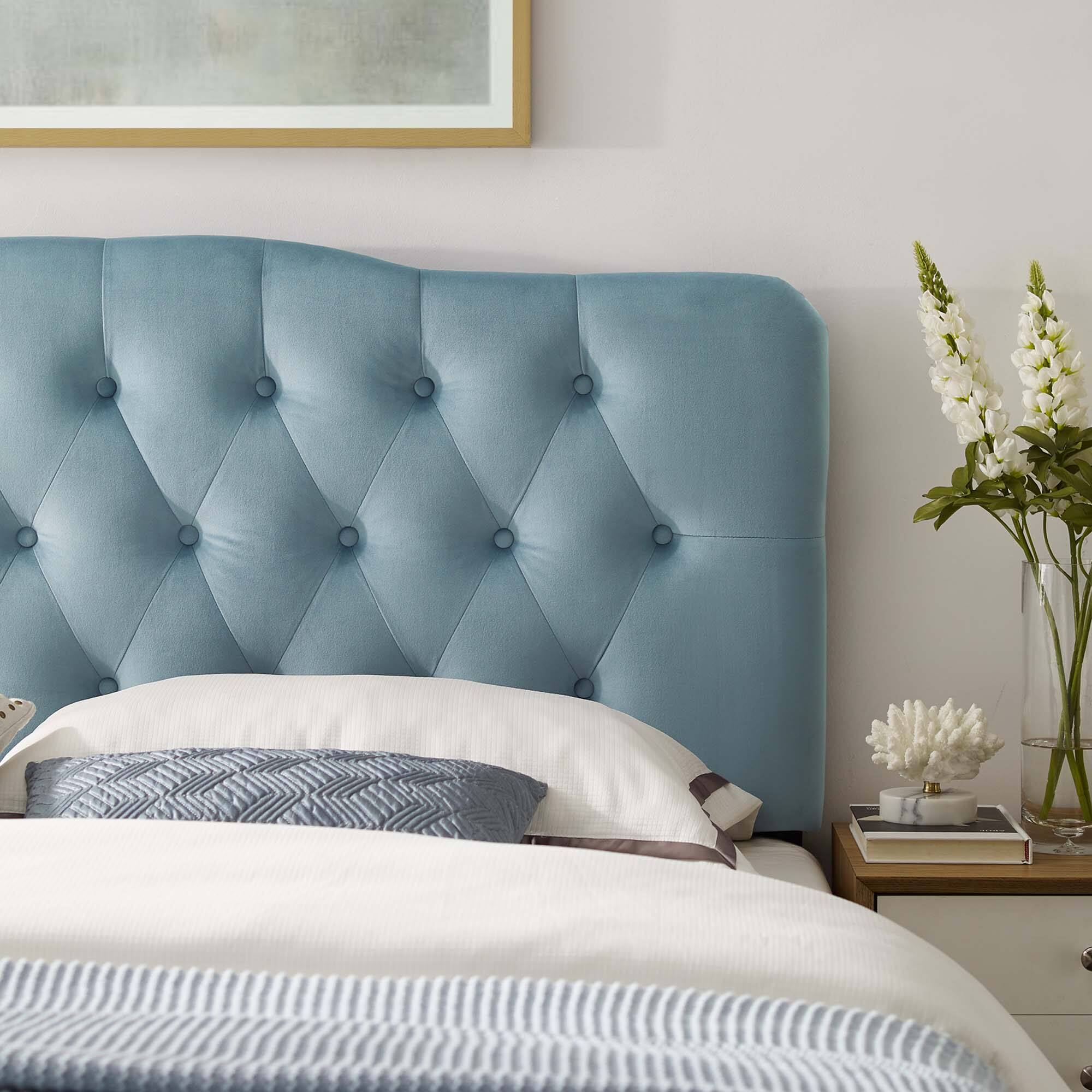 Alt View 3. Modway - Annabel Diamond Tufted Performance Velvet Queen Headboard by Modway - Blue.