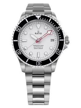 RATIO - FreeDiver Automatic RTF047 Mens Watch Sapphire Crystal Stainless Steel Dial 200M Date Display - White