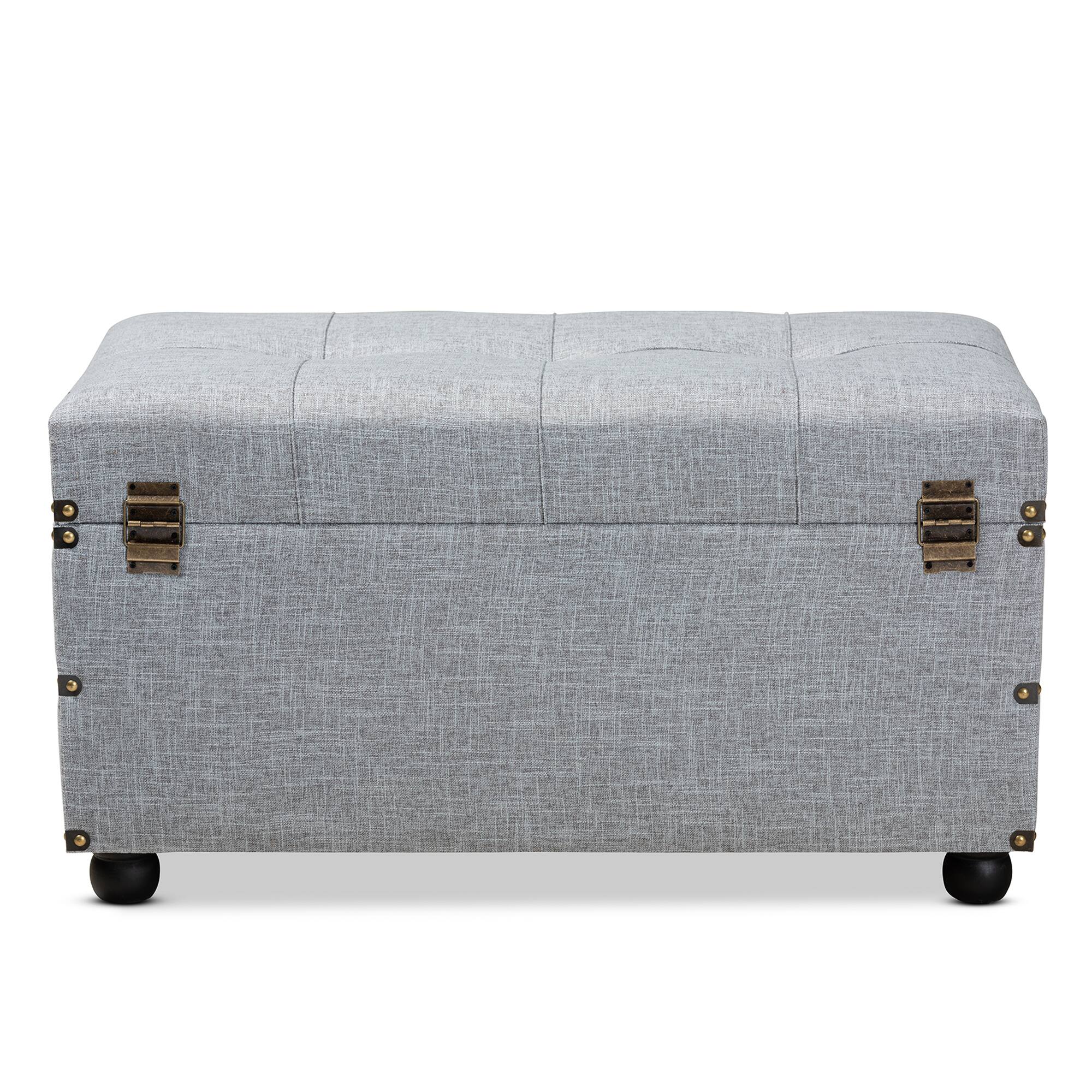 Alt View 1. Baxton Studio - Flynn Modern Transitional Fabric Upholstered 2-Drawer Storage Trunk Ottoman - Grey/Black.