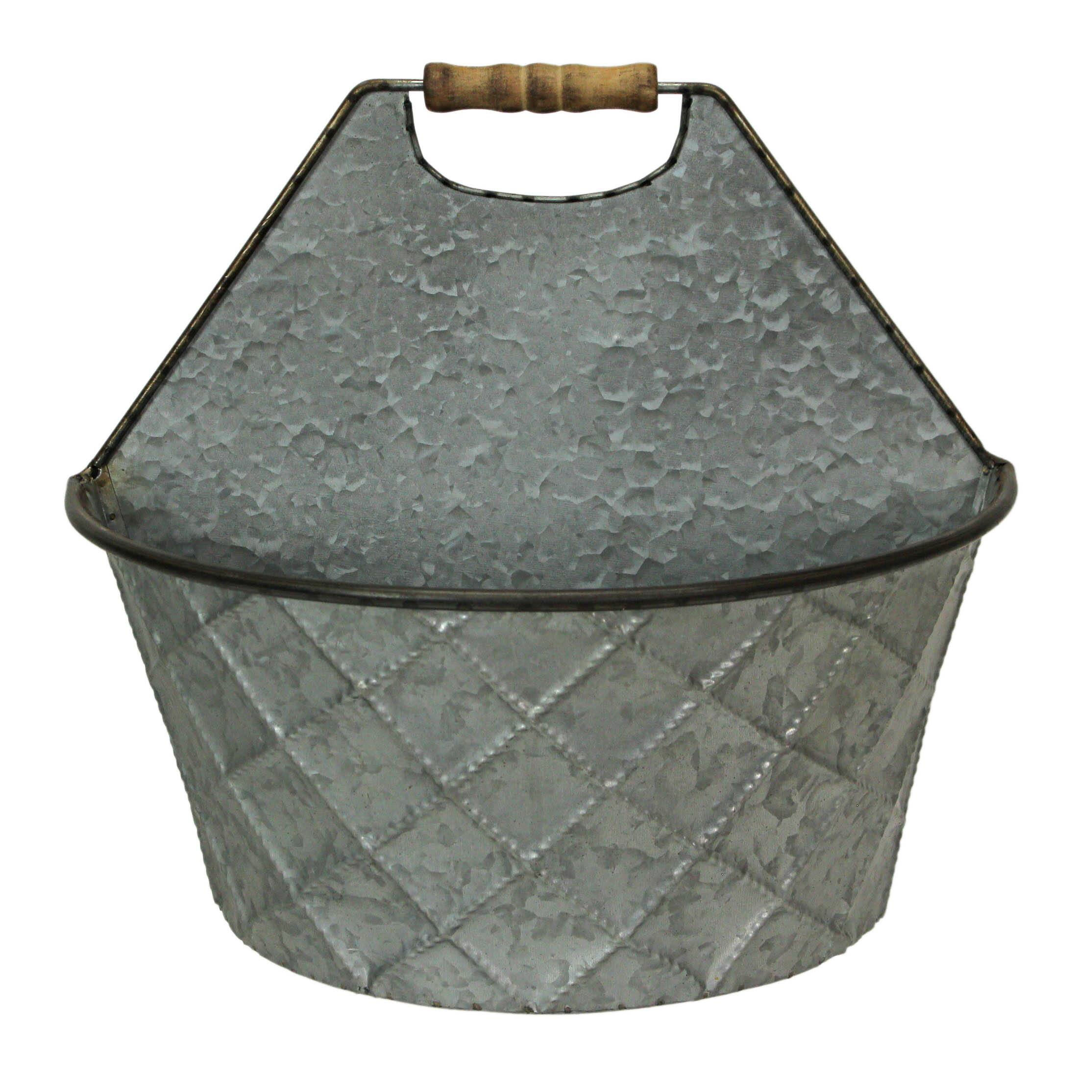 Alt View 2. Special T Imports - Large & Small Galvanized Metal Rustic Wall Pocket Planters Hanging Decor Set of 2 - Silver.