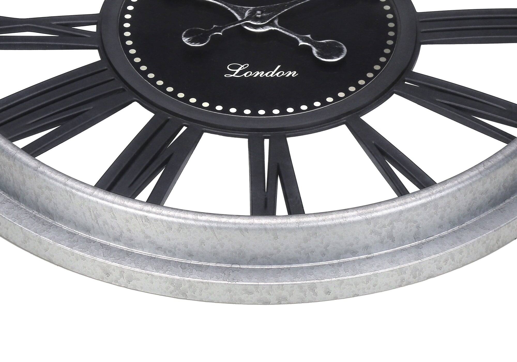 Left. BreeBe - Clocks, 20' Round, Wall Clock, Black, Silver, Transitional - Black.
