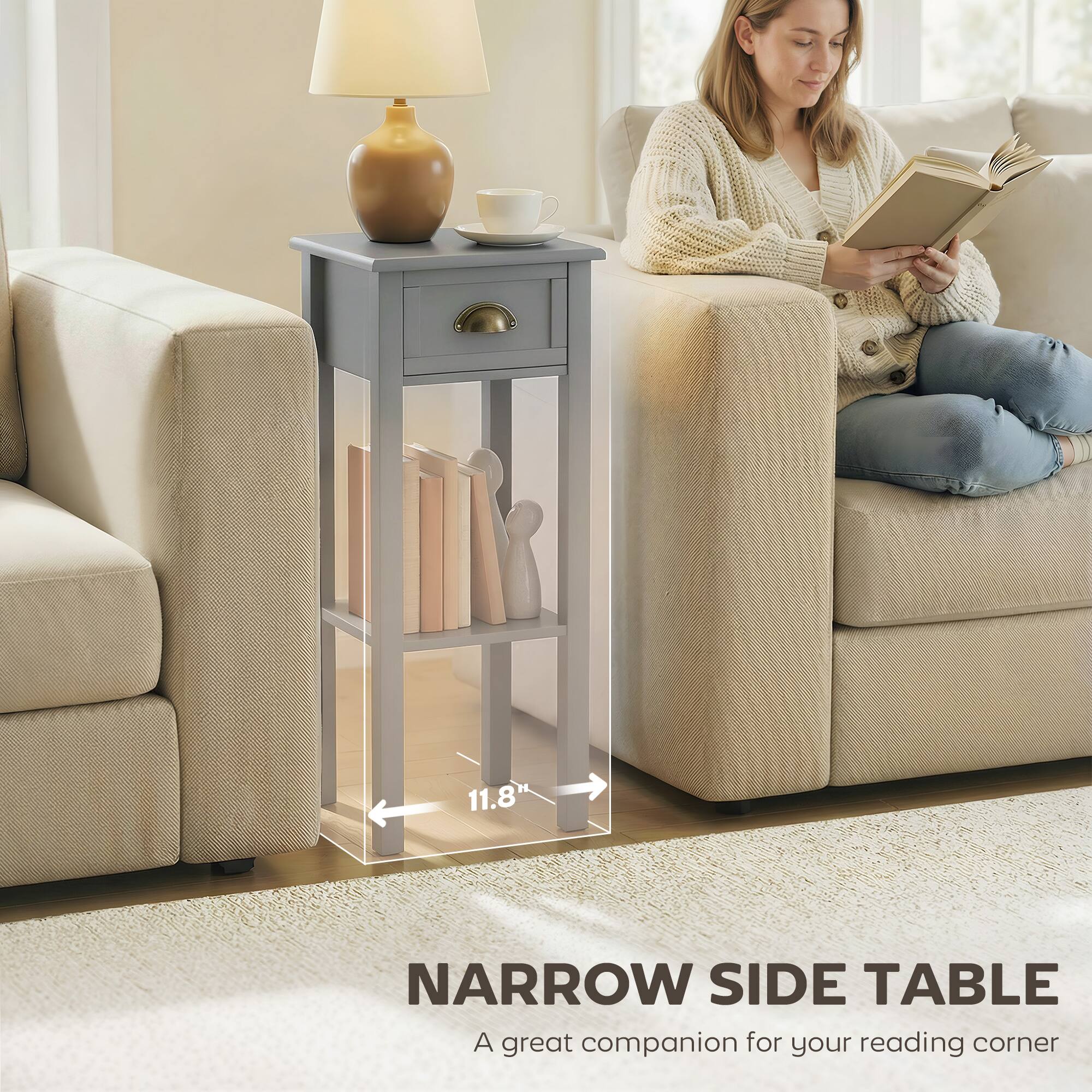 11.8" NARROW SIDE TABLE  
A great companion for your reading corner
