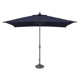 Mondawe - 6.6' x 10' Rectangle Patio Umbrella Push Button Tilt Anthracite Frame - Navy