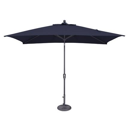 Front. Mondawe - 6.6' x 10' Rectangle Patio Umbrella Push Button Tilt Anthracite Frame - Navy.