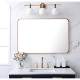 Elegant Decor - Soft corner metal rectangular mirror 27x40 inch - Brass