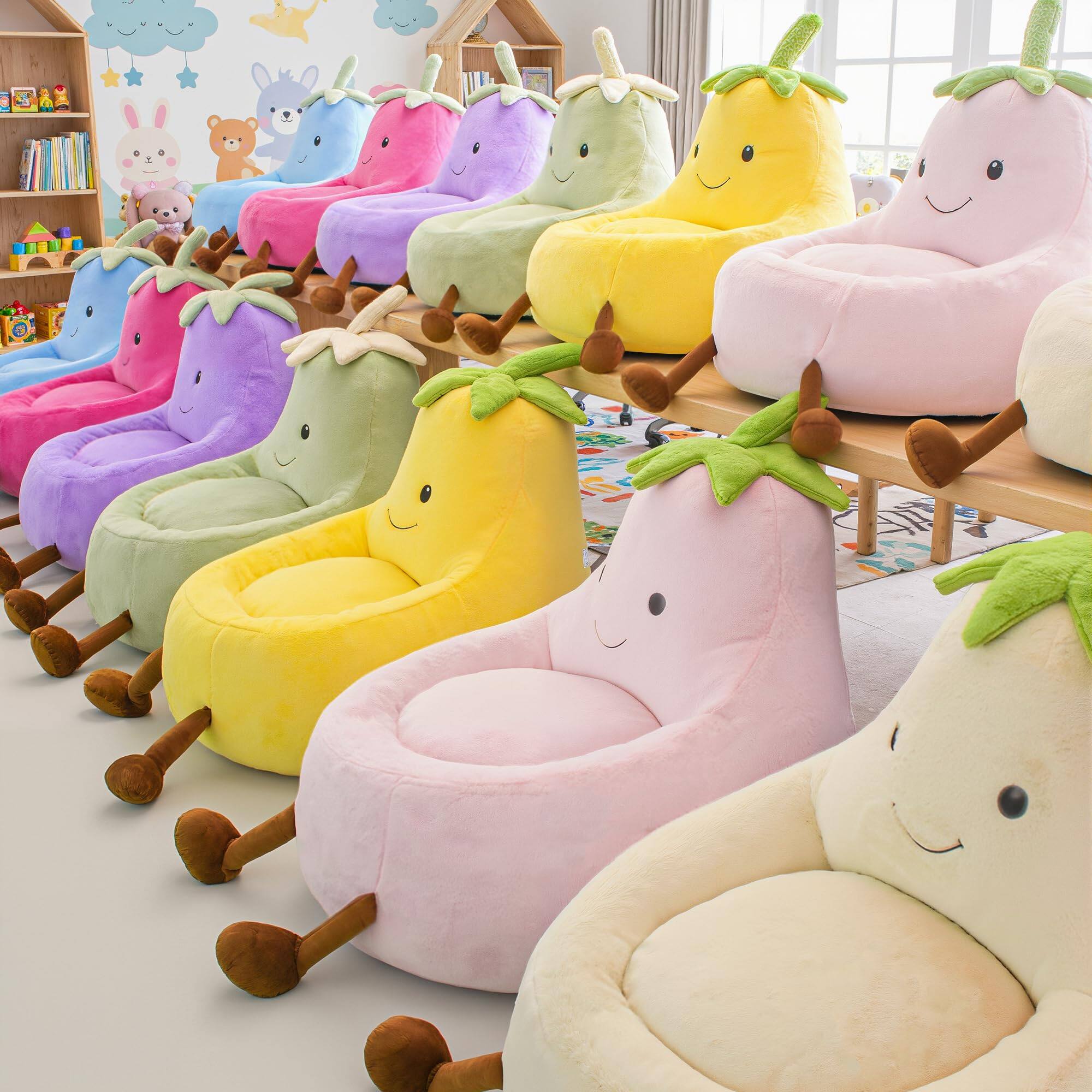 Front. PO3TICJUNKI3 - Bean Bag Chair Stuffed Couch With Faux Rabbit Cover For Teens Comfy Lazy Sofa Reader Living Room Bedroom Ag - Rose Red.