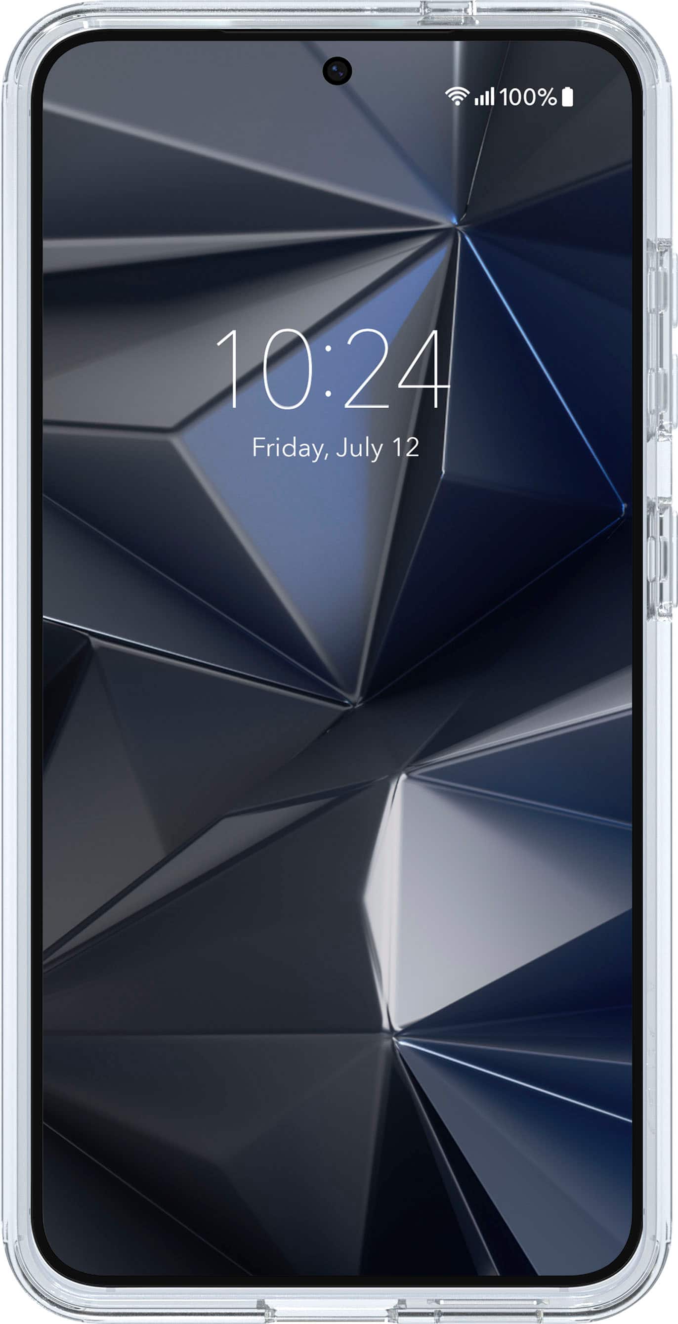 The text on the image reads "100% 10:24 Friday, July 12."