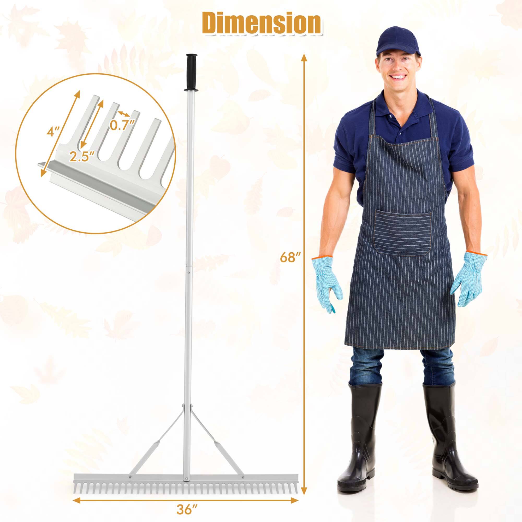 The text on the image reads "Dimension 4" 0.7" 2.5" 68" 36"."