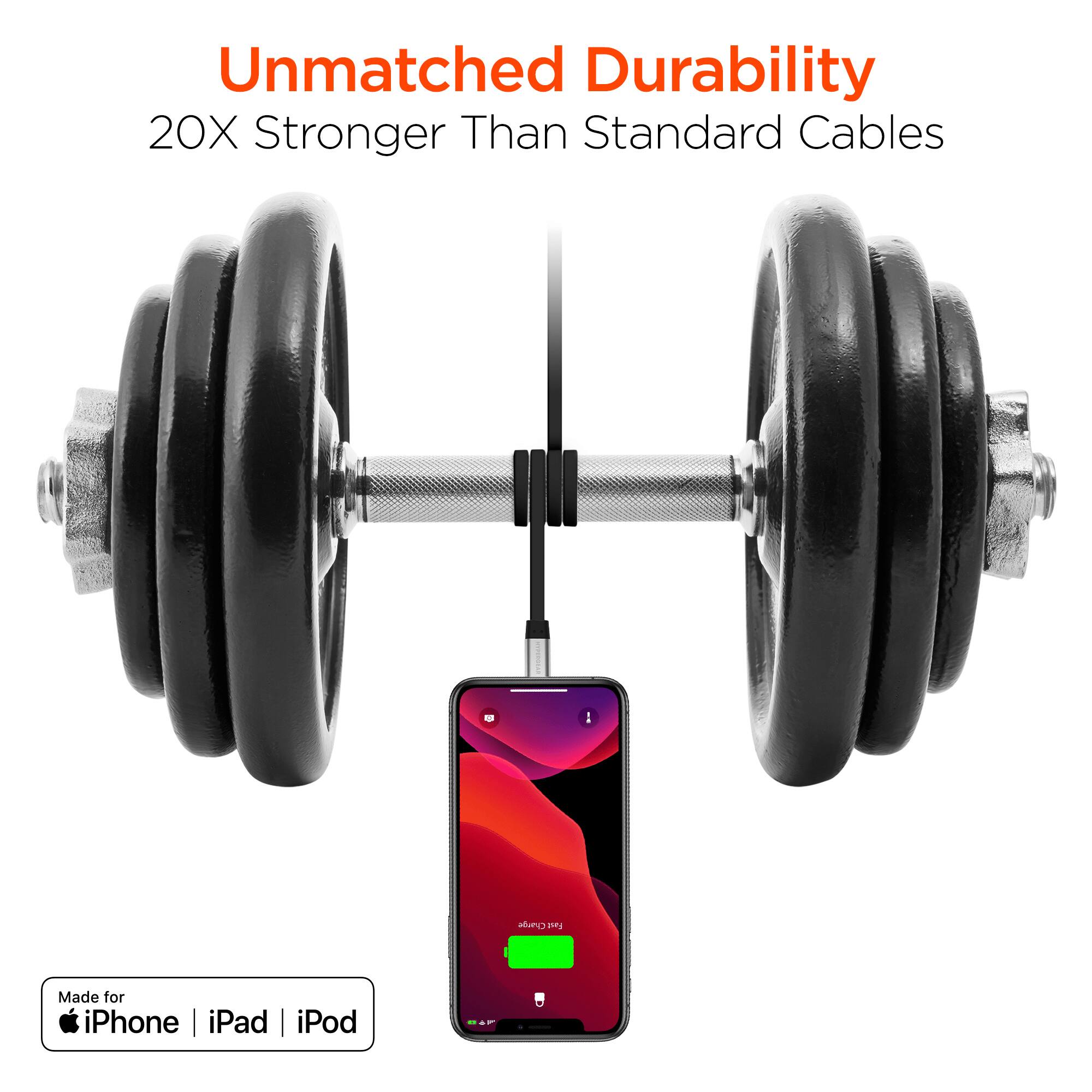 Unmatched Durability  
20X Stronger Than Standard Cables  
Made for iPhone | iPad | iPod