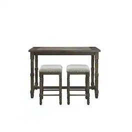 Carolina Chair & Table - Brittany Bar Table with 2 Counter Stools - Vintage Walnut