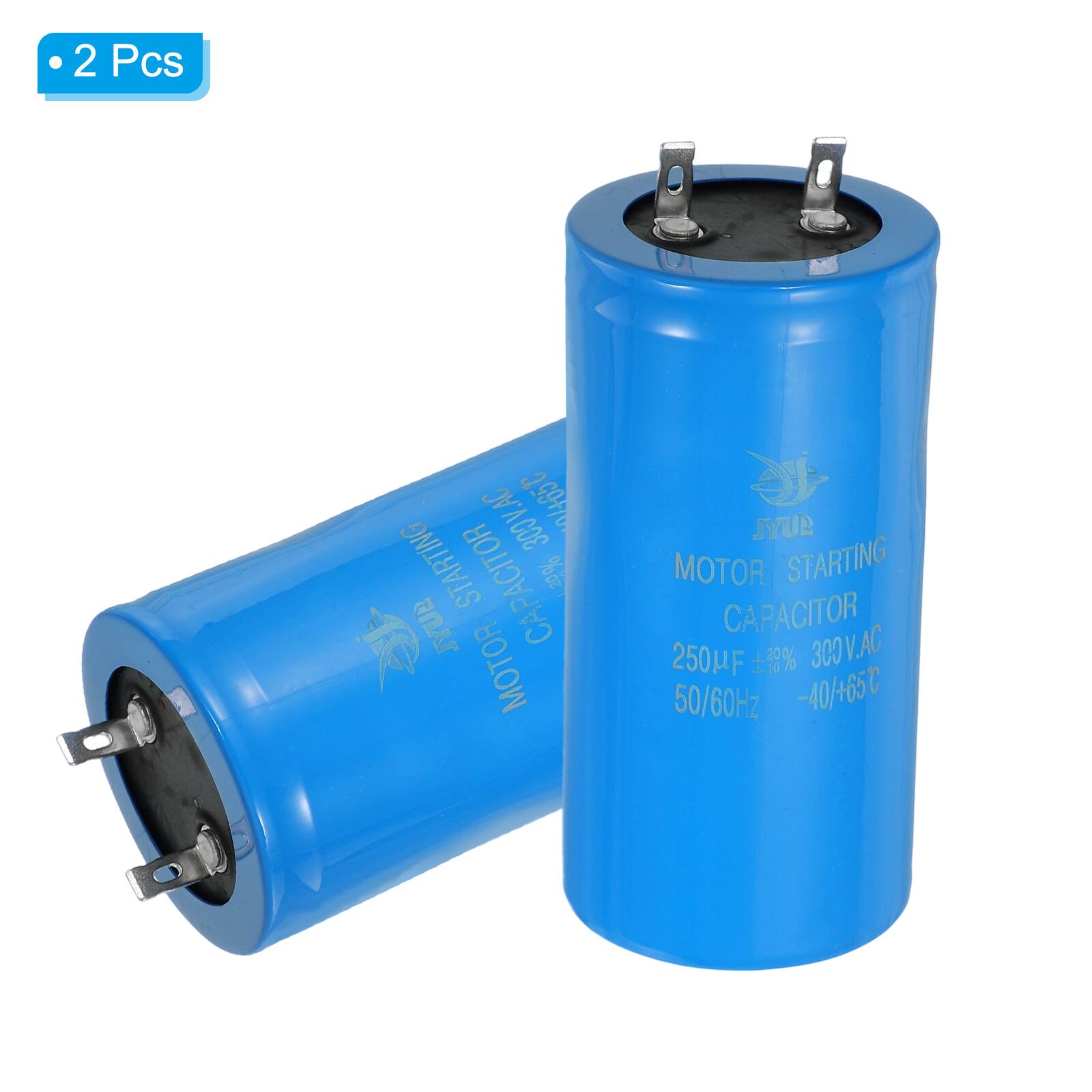 2 Pcs 300V.AC 2.99t70 STARTING CAPACITOR %de JYUR MOTOR JYUR MOTOR STARTING CAPACITOR 250µF 18% 300V.AC 50/60Hz -40/+65°C