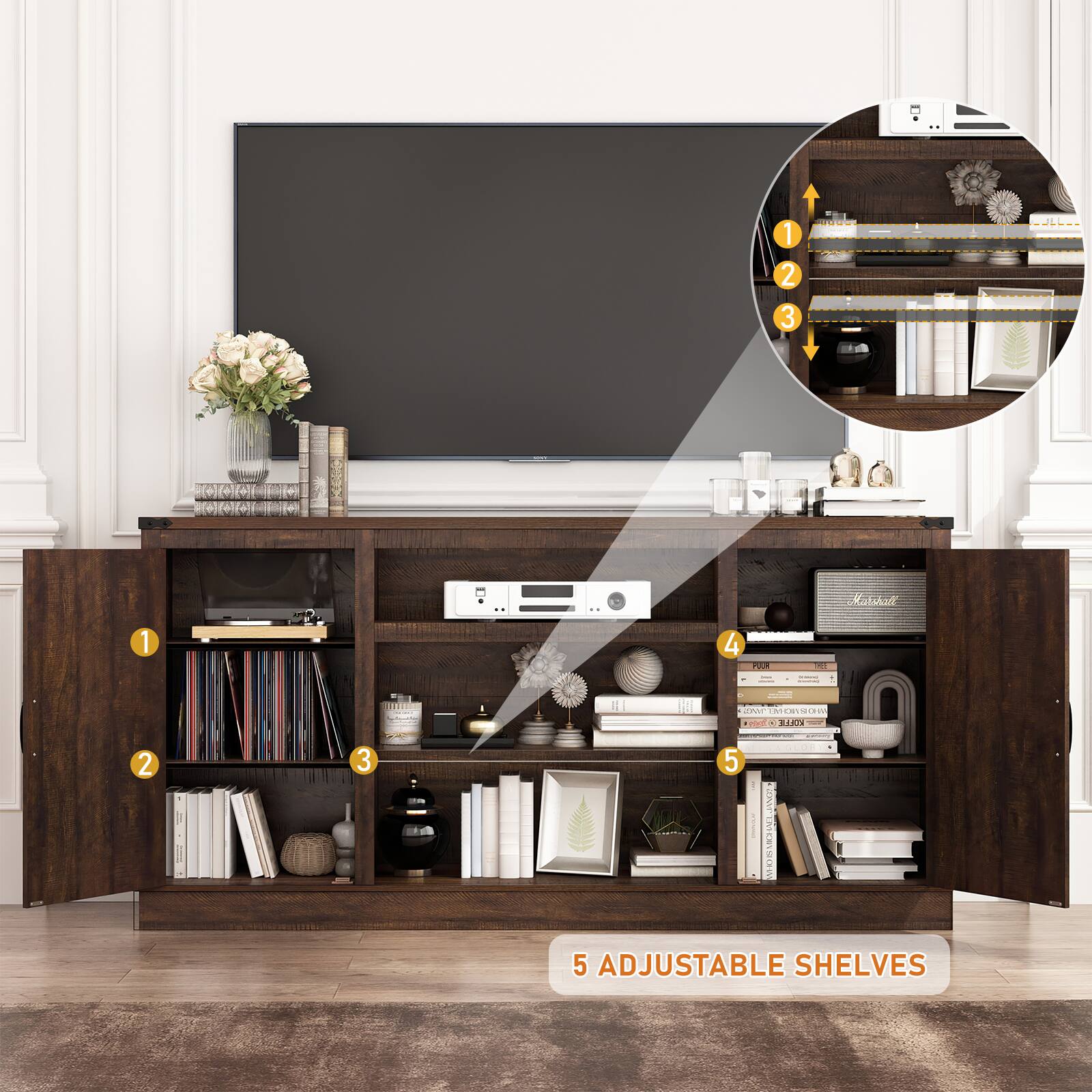 1 2 3 4 Hatshall 1 4 F - o : ILI Hi mdd - CACNN adaa 2W SCEW .. TA. - 2 3 EIN 5 i PM WHOBMOHAL | . 5 ADJUSTABLE SHELVES