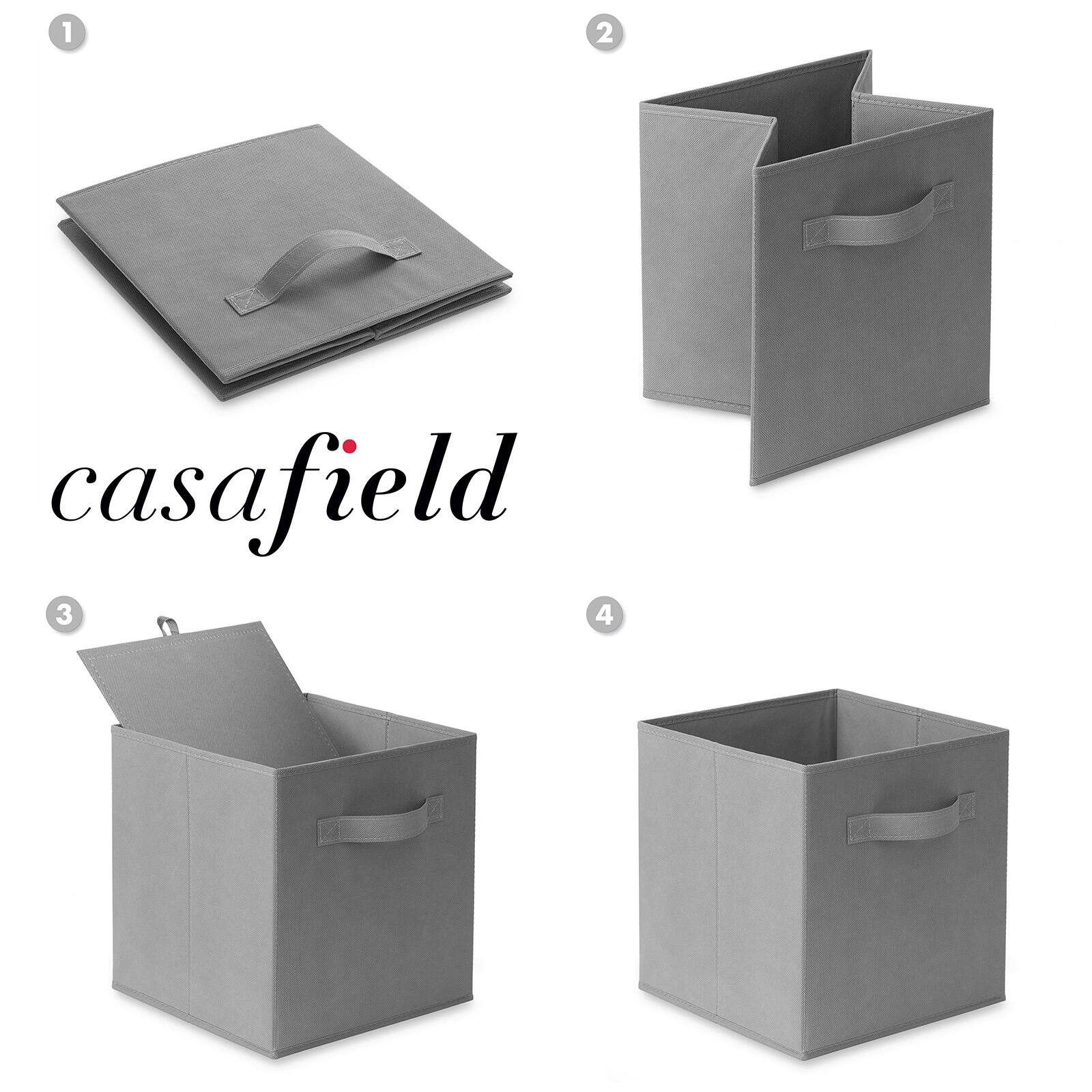 Alt View 5. Casafield - (Set of 6) Collapsible Fabric Cubes - Storage Bins - Gray.