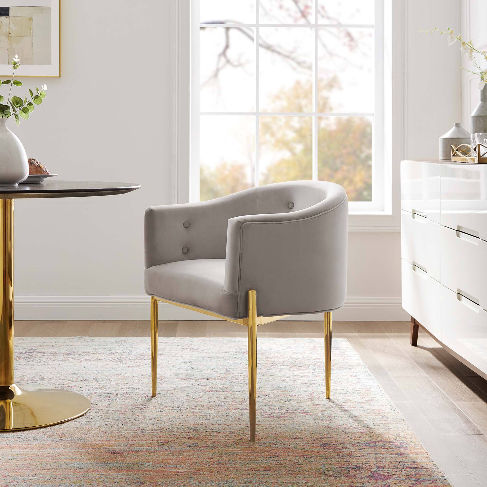 Savour Tufted Performance Velvet Accent Chair by Modway - Light Gray