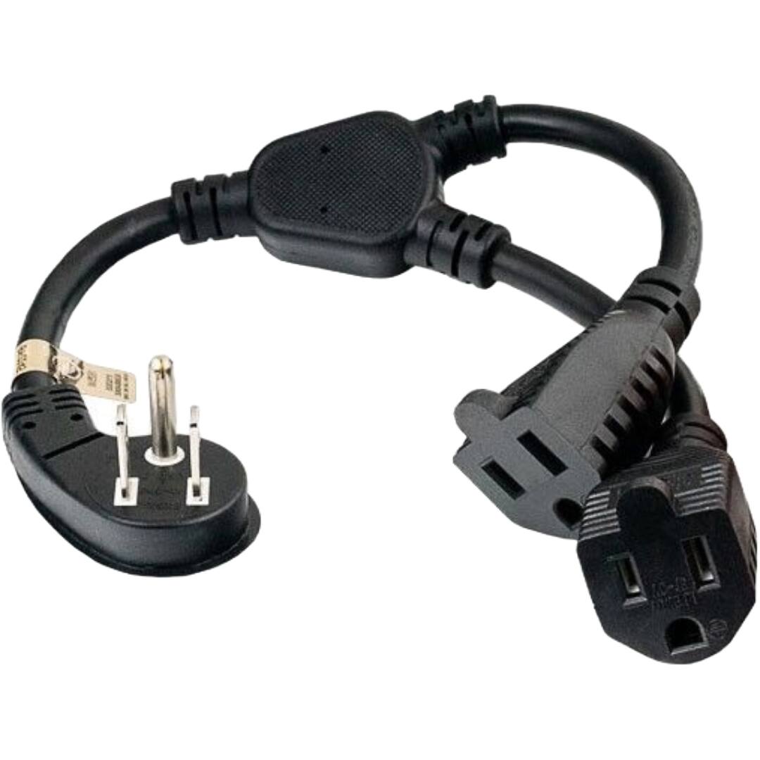 Front. Sanoxy - Sanoxy 14 inches Ultra Low Profile Power Extension Cord Splitter Cable 16 AWG (2 NEMA 5-15R to 1 NEMA 5-15P) - Black.