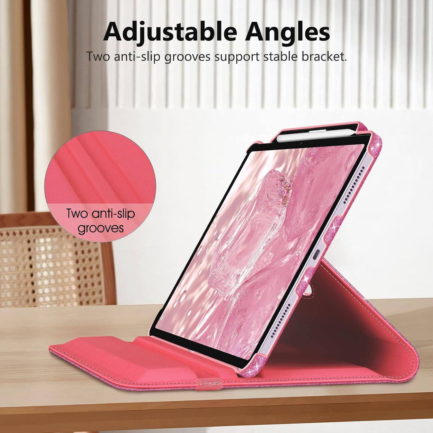 Adjustable Angles  
Two anti-slip grooves support stable bracket.  
Two anti-slip grooves