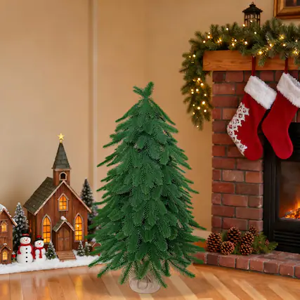 Front. Skar Audio - Artificial Norfolk Pine Tree Realistic Uv Rated Shrubs Potted Plants Faux Bushes For Christmas Decorations - Mini Christmas Tree 3ft.