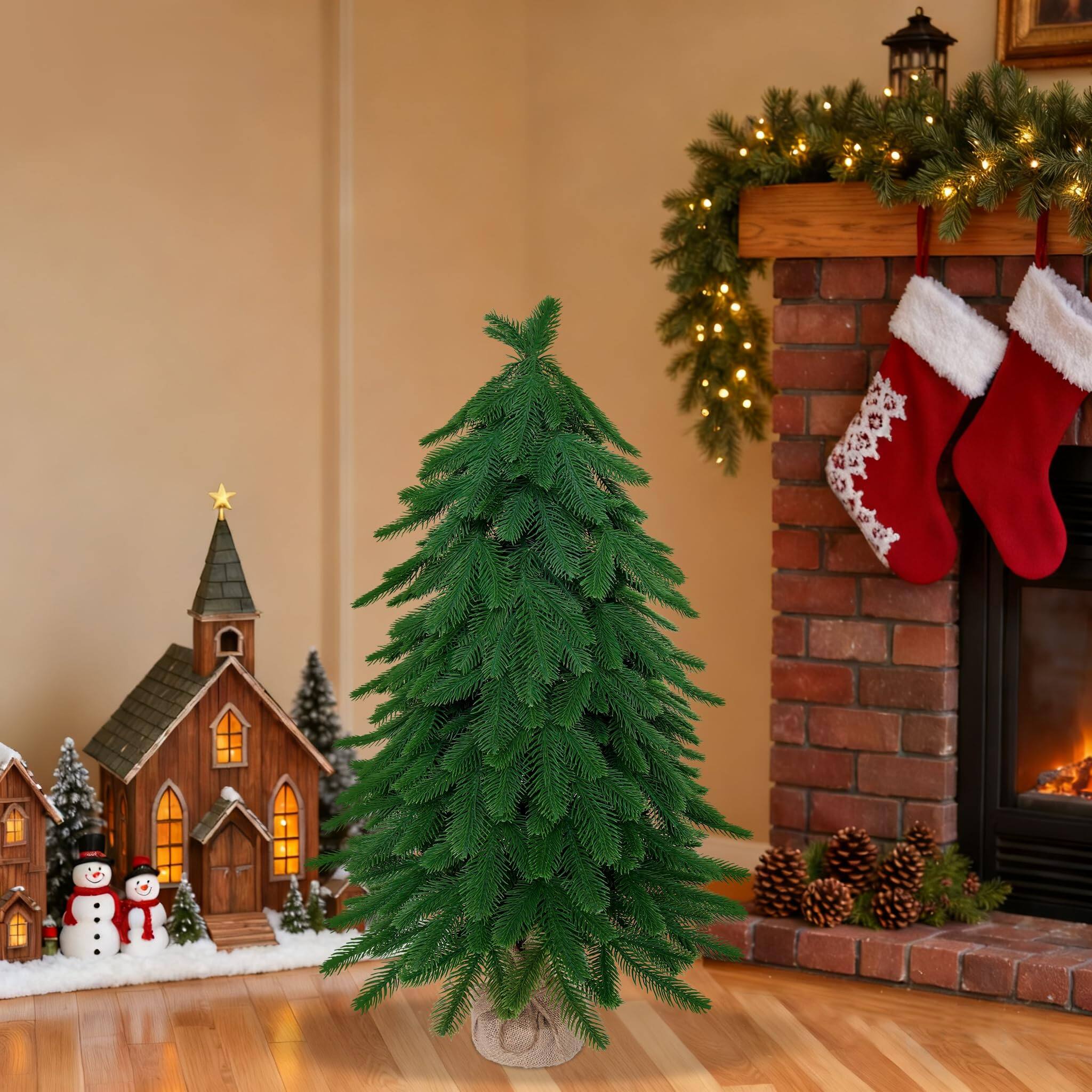 Front. Skar Audio - Artificial Norfolk Pine Tree Realistic Uv Rated Shrubs Potted Plants Faux Bushes For Christmas Decorations - Mini Christmas Tree 3ft.