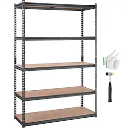 VEVOR - Storage Shelving Unit, 5-Tier Adjustable, 2000 lbs Capacity, Heavy Duty Garage Shelves Metal Organizer Utility Rack - Black