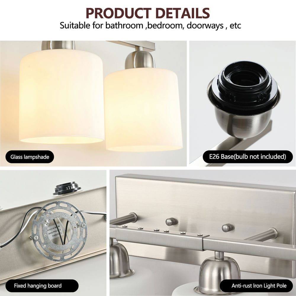 PRODUCT DETAILS  
Suitable for bathroom, bedroom, doorways, etc  

- Glass lampshade  
- E26 Base (bulb not included)  
- Fixed hanging board  
- Anti-rust Iron Light Pole