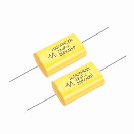 Unique Bargains - 2pcs 22uF High-Frequency Divider Capacitor, 271V Audio Speaker Crossover Non-Polarity Polypropylene MKP Film Capacitors - Yellow