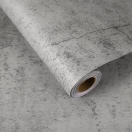 Unique Bargains - 23.6x197 Concrete Wallpaper, Cement Contact Paper, Vinyl Stained Matte Crackle Textured Adhesive for Kitchen & Bathroom - Crackle Medium Grey