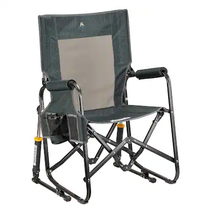 Front. JETRANSPORT - Freestyle Rocker Xl With Side Table Camping Chair | Portable Folding Rocking Solid Durable Armrests Drink Hol - Hunter Topo Stowaway Rocker.
