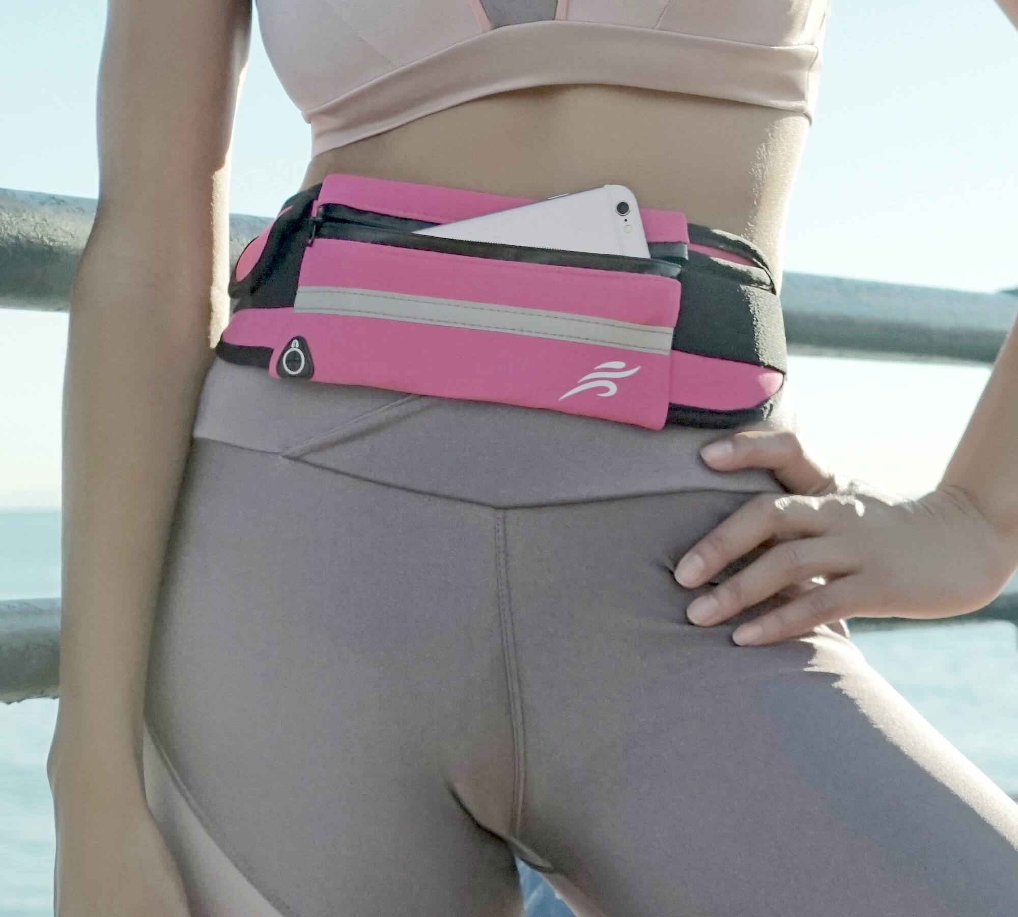 Alt View 3. JupiterGear - Sports Running Belt and Travel Fanny Pack for Jogging, Cycling and Outdoors with Water Resistant Pockets - Rose Red.