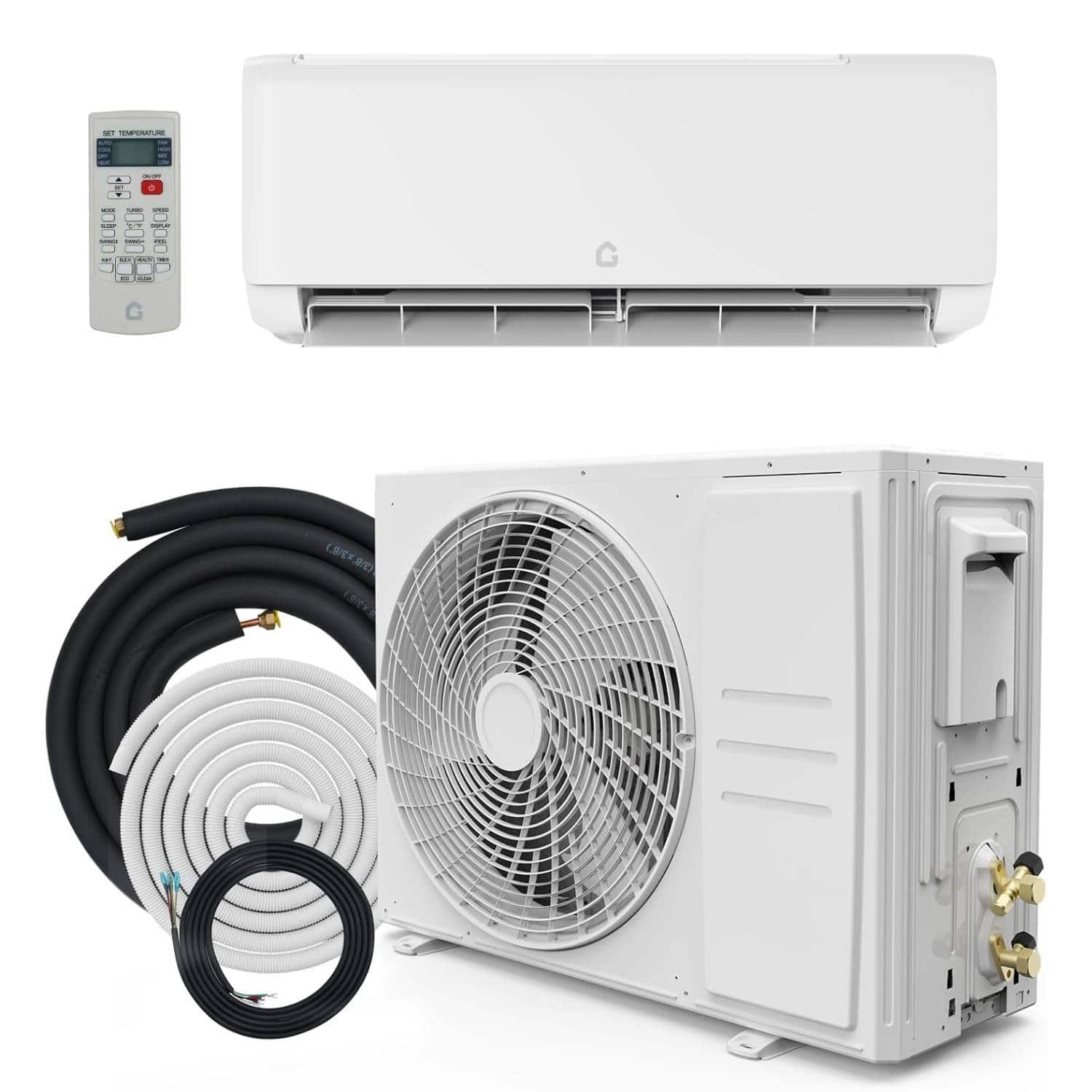 Qeetex - 22 SEER2 18000 BTU Mini Split Air Conditioner Heat Pump with 2.0 Wifi Control, Heat Cool Up to 1250 Sq.Ft - White