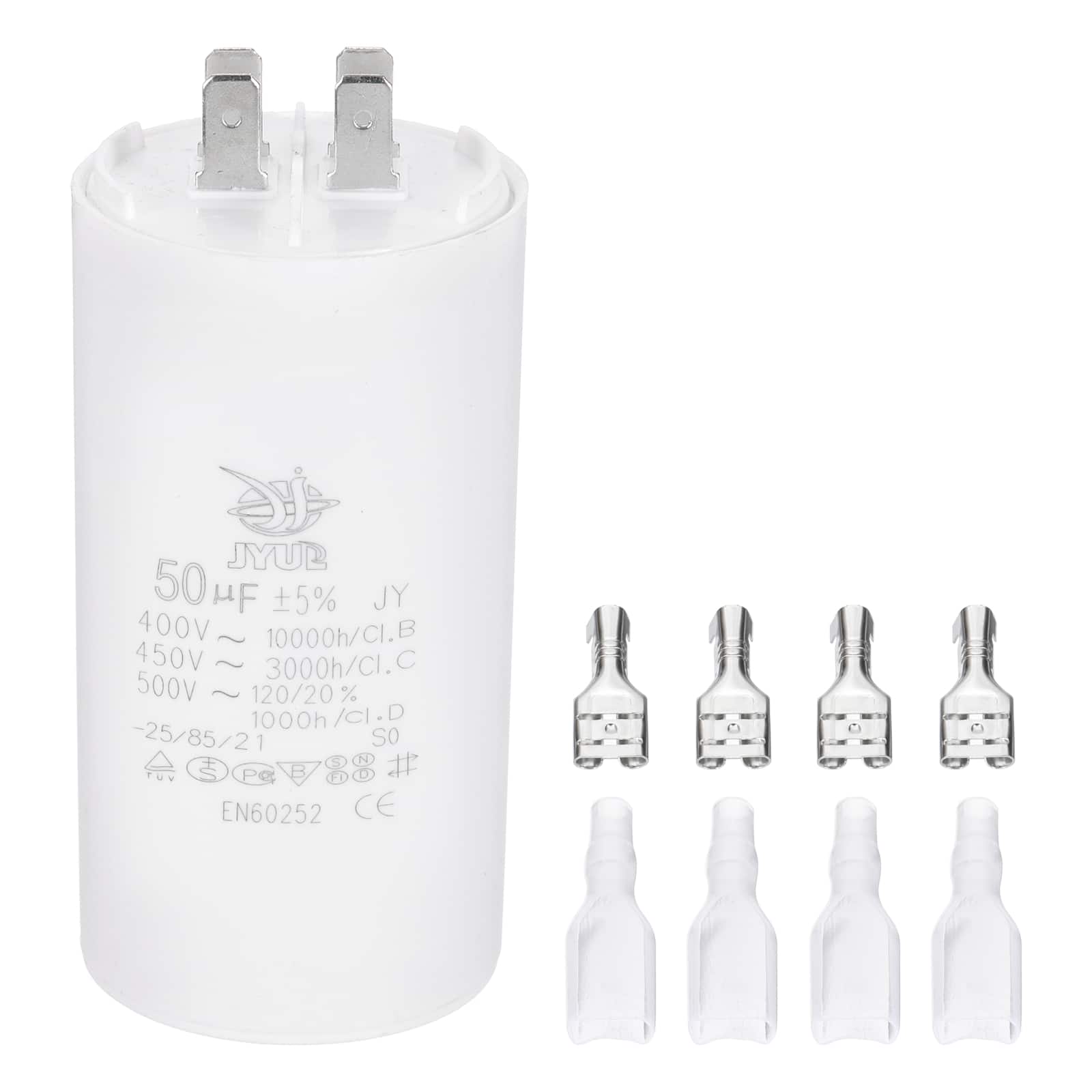 Unique Bargains - 50uF CBB60 Run Capacitor, AC 450V 4 Pin Double Insert with Sheath Spring for Motor Start - White price history on PriceWatchPro