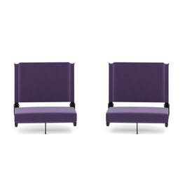 Emma + Oliver - Set of 2 500 lb. Rated Lightweight Stadium Chair with Ultra-Padded Seat - Dark Purple