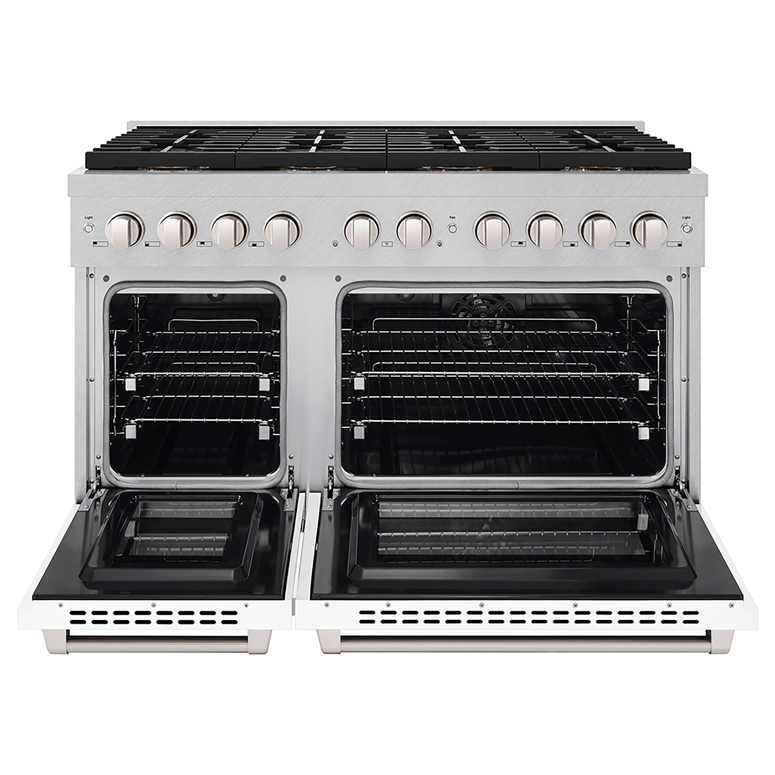 Angle. ZLINE - ZLINE 48 in. 6.7 cu. ft. Freestanding Paramount Dual Fuel DuoPro Range with Dual Ovens - Black Matte.