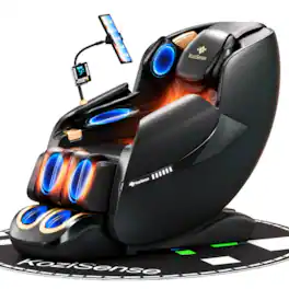 KoziSense - KZ-A18 Massage Chair Full Body,Zero Gravity SL-Track Shiatsu,Back Heat,Voice Control,Body Scan,Legrest Extension - Black