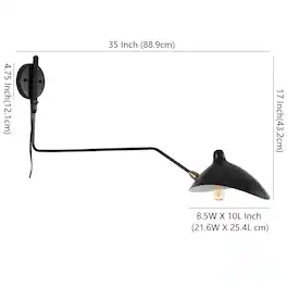 Jonathan Y - Frank 35" Iron Retro Swing LED Wall Sconce, Black - Black/Brass Gold