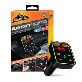 Armor All - Bluetooth FM Transmitter and Car Charger with Type-C and Dual USB-A Ports for Hands-Free Calls - Black