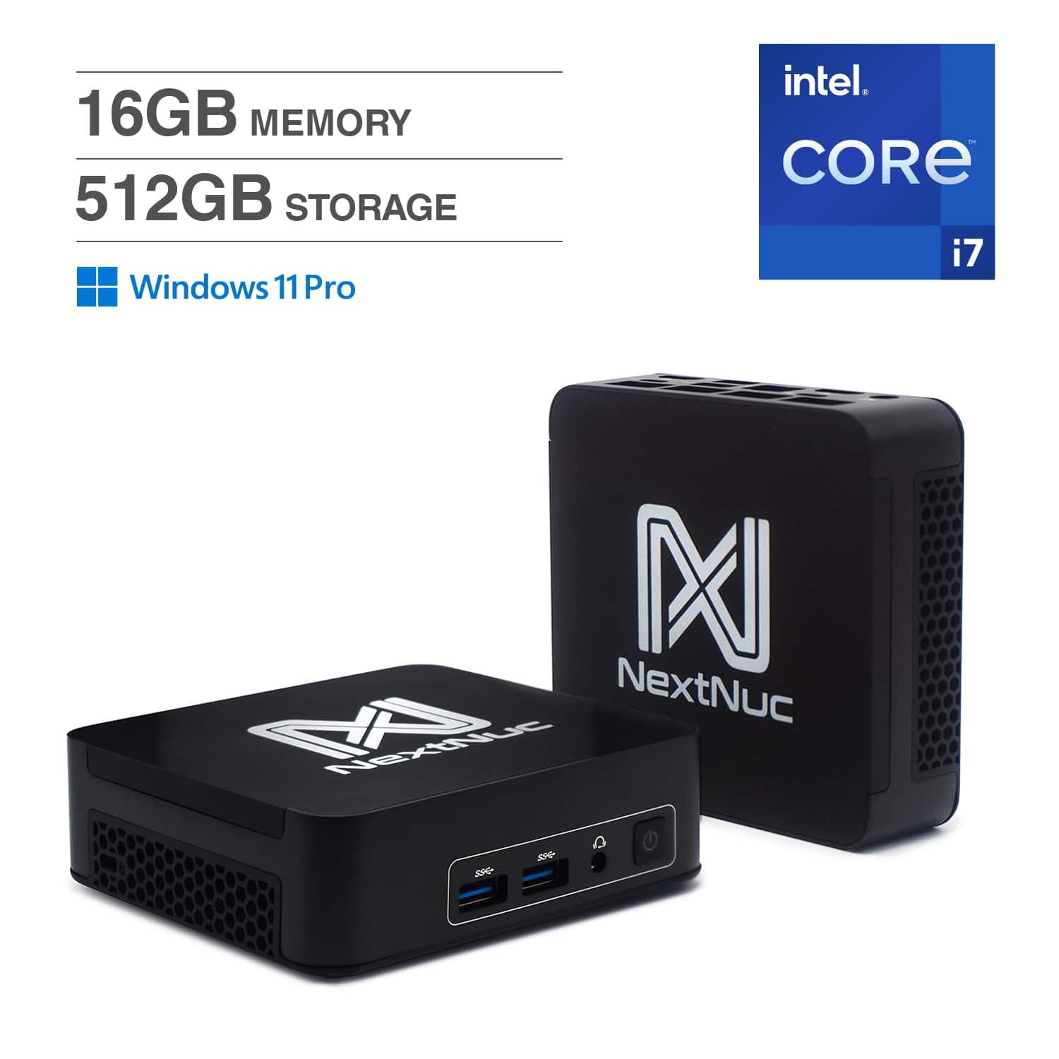 NextNuc - intel 13Pro Mini Desktop (Intel i7-13620H, 16GB DDR4, 512GB PCIe SSD, Intel UHD, Win 11 Pro) - Black