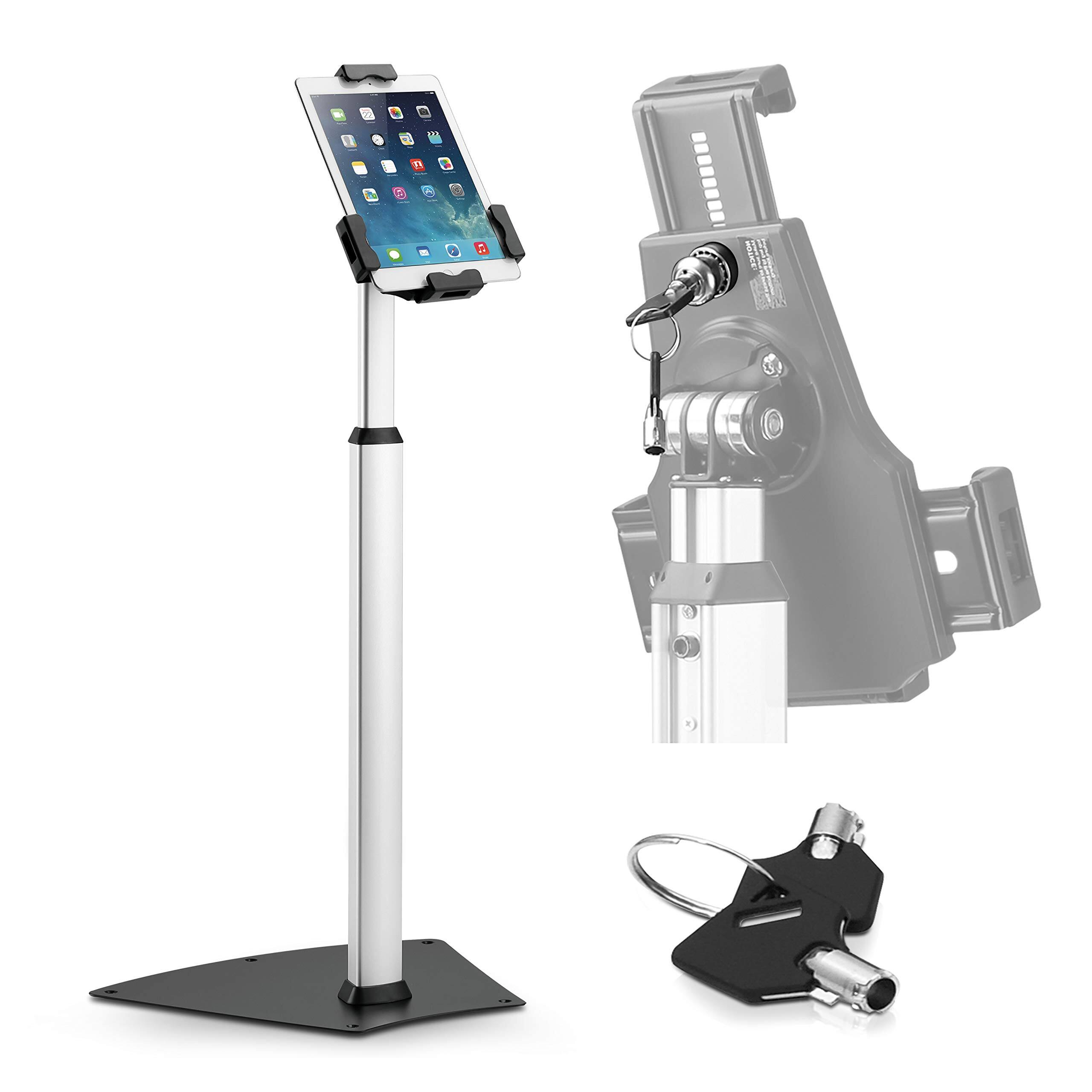 Front. Pyle - Pyle Anti-Theft Tablet Security Stand Kiosk-Heavy Duty Aluminum Metal Floor Standing Mount Tablet Case Holder Display - Gray.
